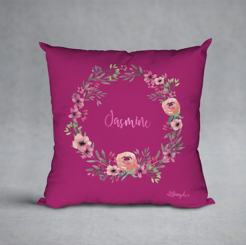 pink floral pillow